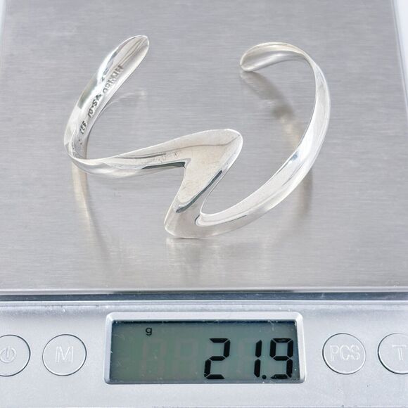 Vintage OuiSi Mexico Taxco TS-01 Sterling Silver 925 Zigzag Cuff Bracelet 6" - Picture 9 of 10